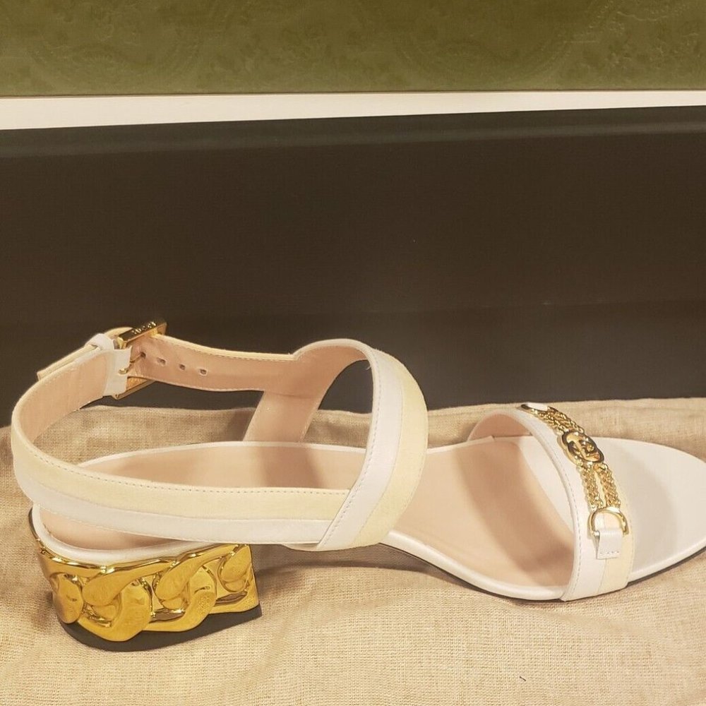 Gucci Scamosciato White Women's Sandals Size 37.5 - Picture 4 of 9